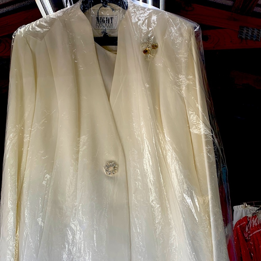 2pc women white suit dress